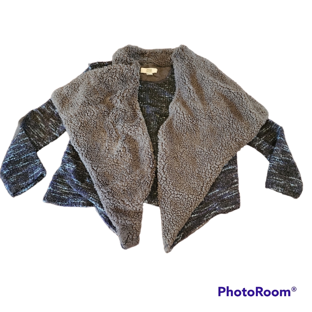Vintage America Blues gypsy cardigan with faux sherpa lining, M